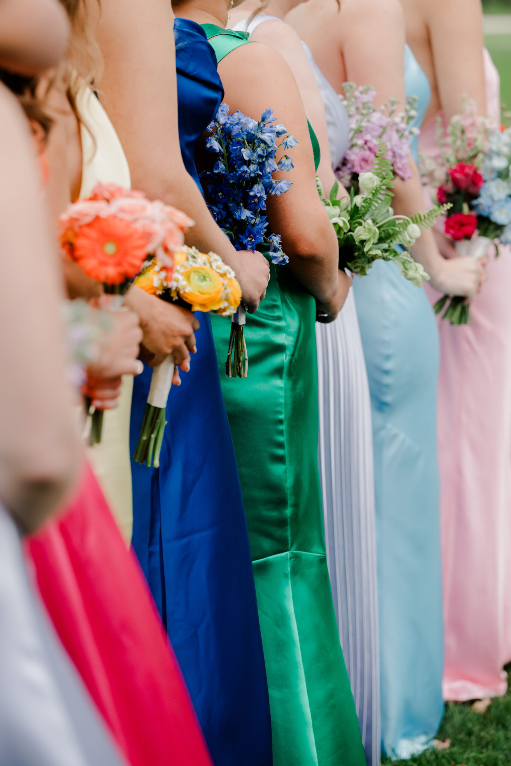 Wedding ceremony florals bridesmaids Chicago, Elburn